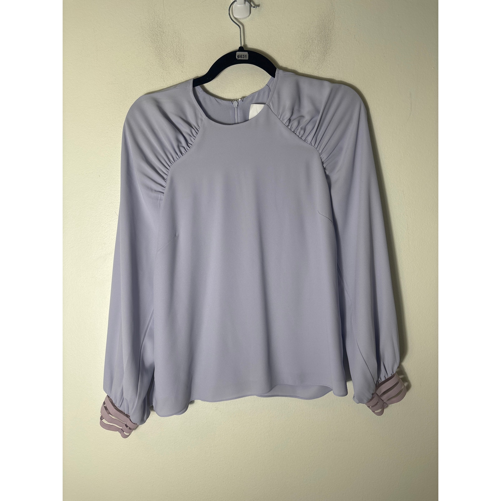 Prose&Poetry Light Lavender Long Sleeve Rouched Shoulder Blouse Sz S